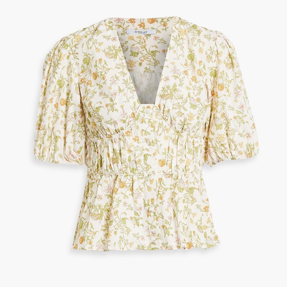 DEREK LAM 10 CROSBY Maureen floral-print cotton-blend poplin top